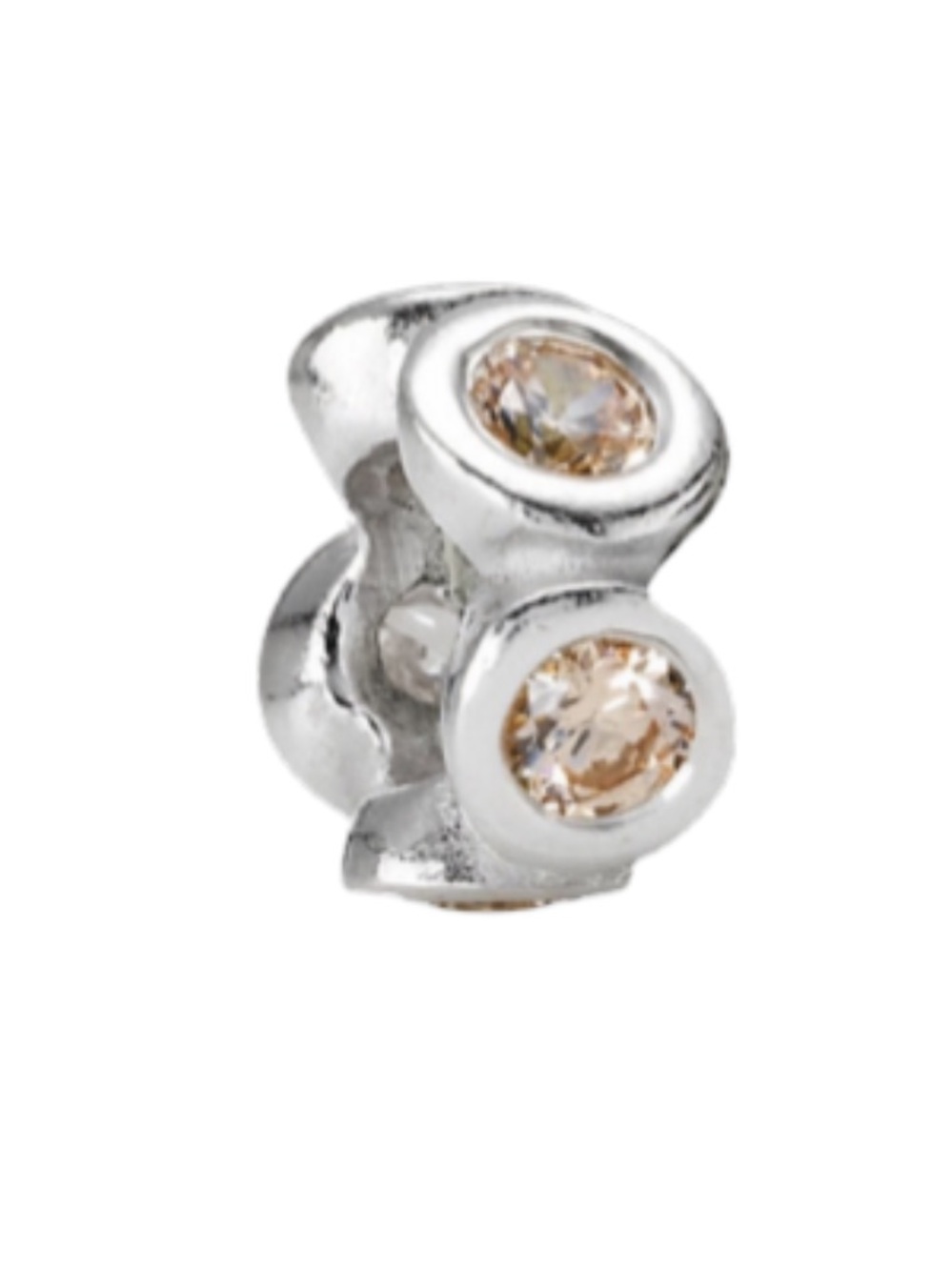Pandora Retired 925 Silver and Champagne  CZ Spacer Bracelet Charm